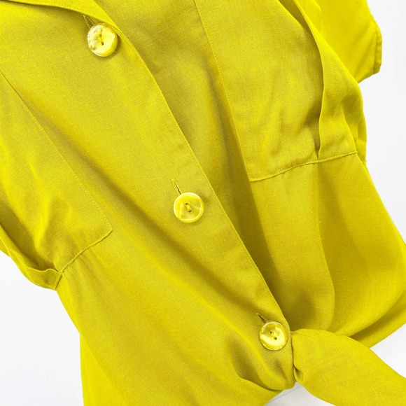 VINTAGE Mustard Yellow Button Up Blouse - Picture 3 of 11